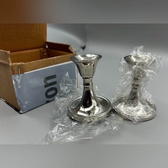 Rely+ Silver Candle Holder Set of 2 Decorative Taper Candle Stick Candle Holder - Picture 2 of 6